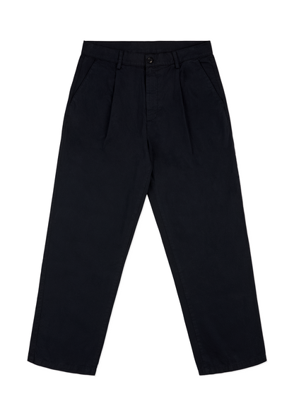 Kent Cotton Pleat Trouser in Dark Navy
