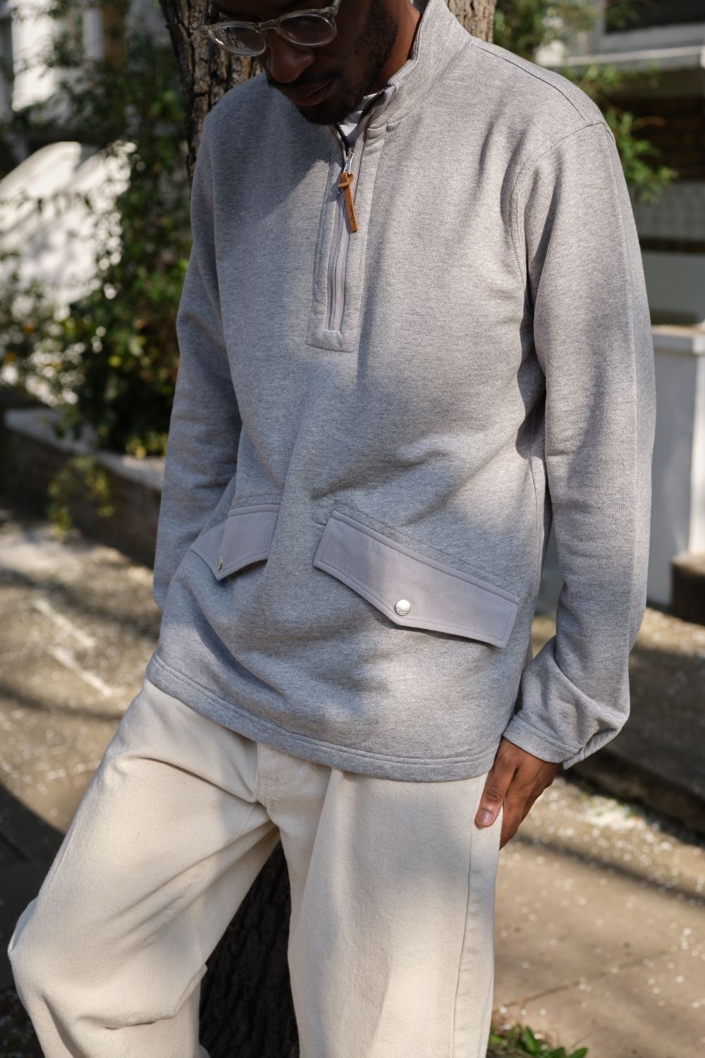 Tor Funnel Sweatshirt in Grey Marl