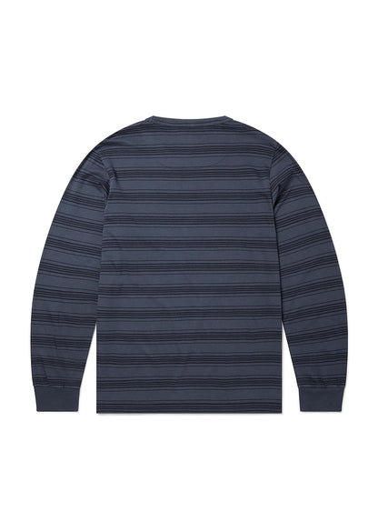 Overdyed Stripe Long Sleeve T-Shirt in Navy