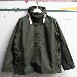 Waxed Button Smock in Green