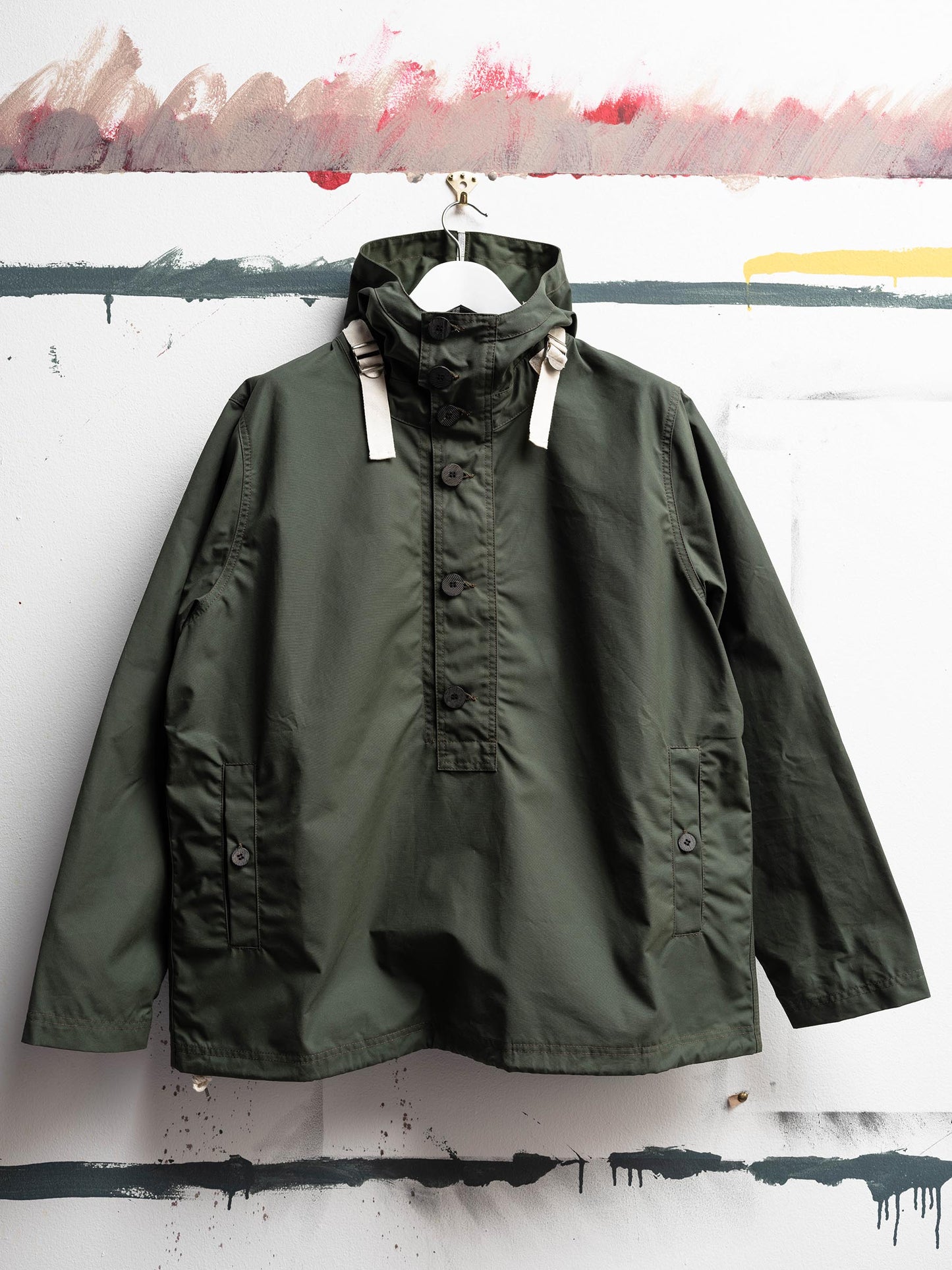 Waxed Button Smock in Green