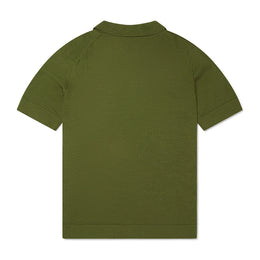 Merino Knit Short Sleeve Polo Shirt in Olive