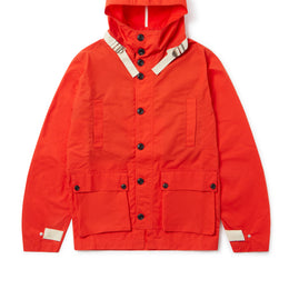 Waxed Button Through Parka in Orange