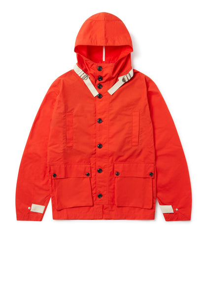 Waxed Button Through Parka in Orange