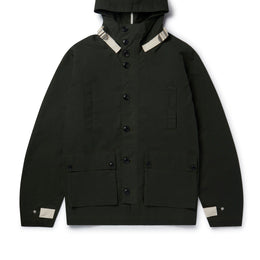 Waxed Button Through Parka in Green