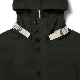 Waxed Button Through Parka in Green