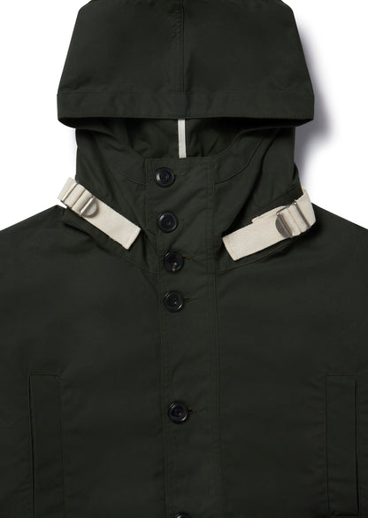 Waxed Button Through Parka in Green