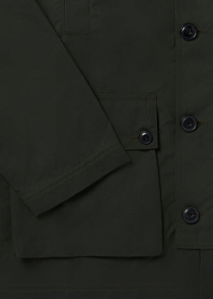 Waxed Button Through Parka in Green