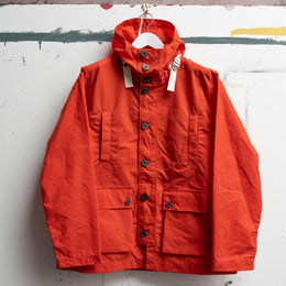Waxed Button Through Parka in Orange