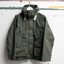 Waxed Button Through Parka in Green