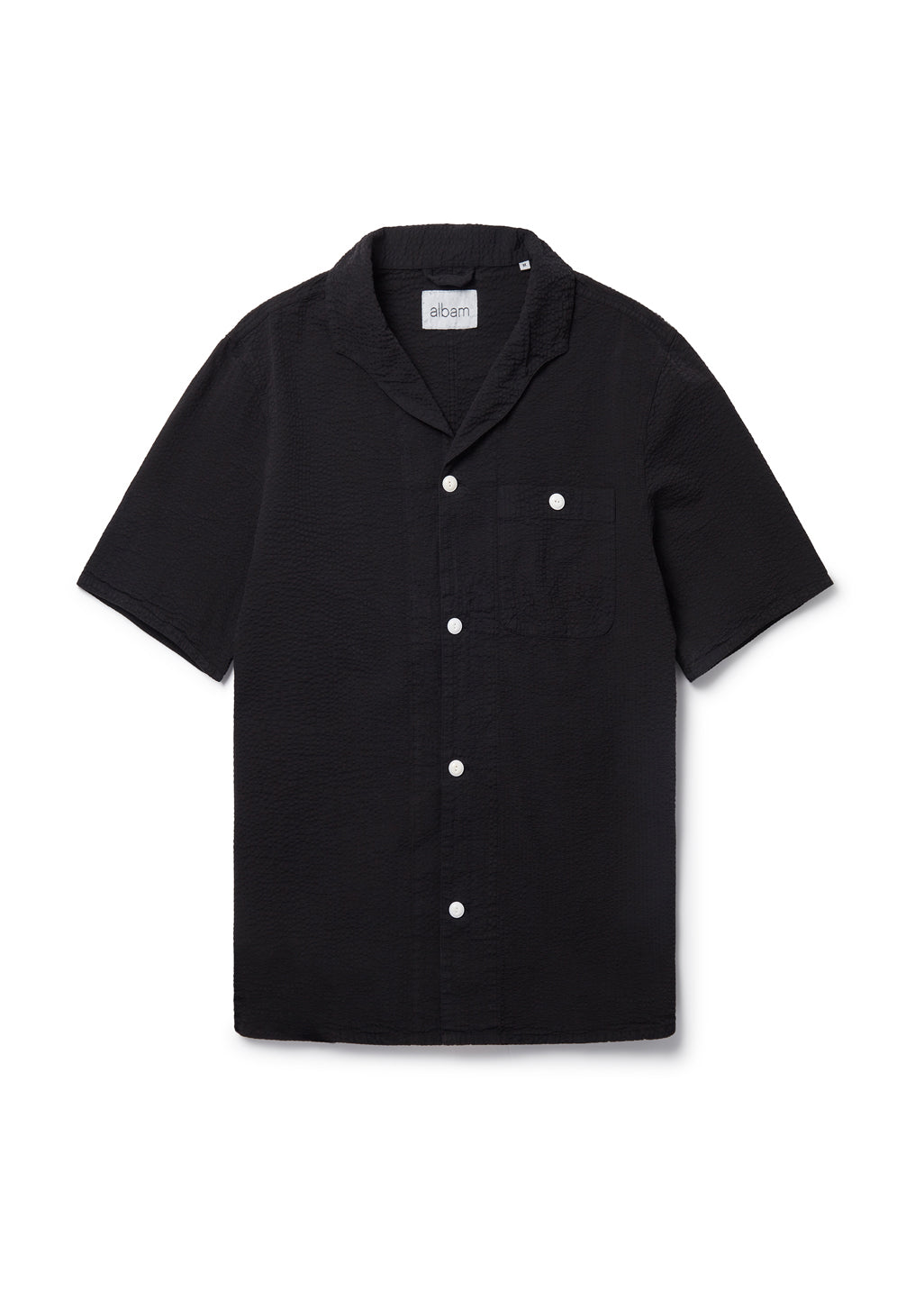 Seersucker Short Sleeve Miles Shirt in Black
