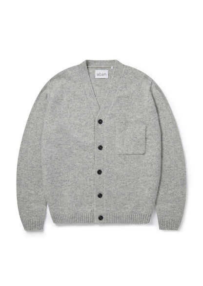 Boiled Wool Cardigan in Grey Marl