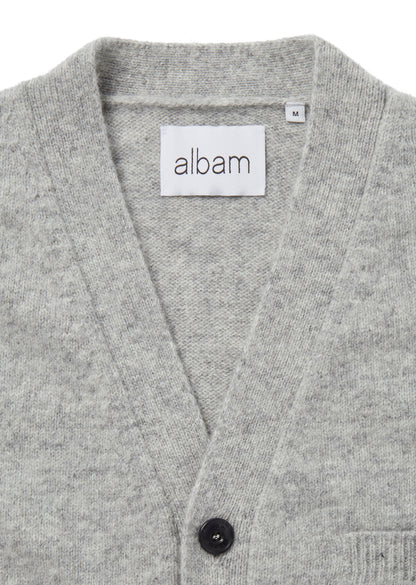 Boiled Wool Cardigan in Grey Marl