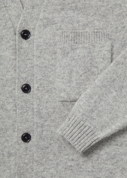 Boiled Wool Cardigan in Grey Marl