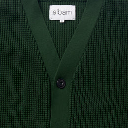 Waffle Stitch Cardigan in Green