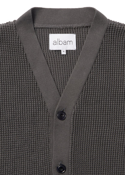 Waffle Stitch Cardigan in Charcoal