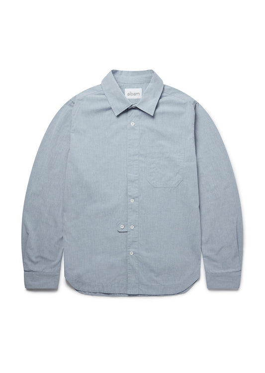 Button Tab Placket Ls Shirt in Navy