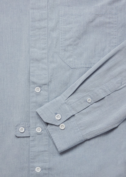 Button Tab Placket Ls Shirt in Navy