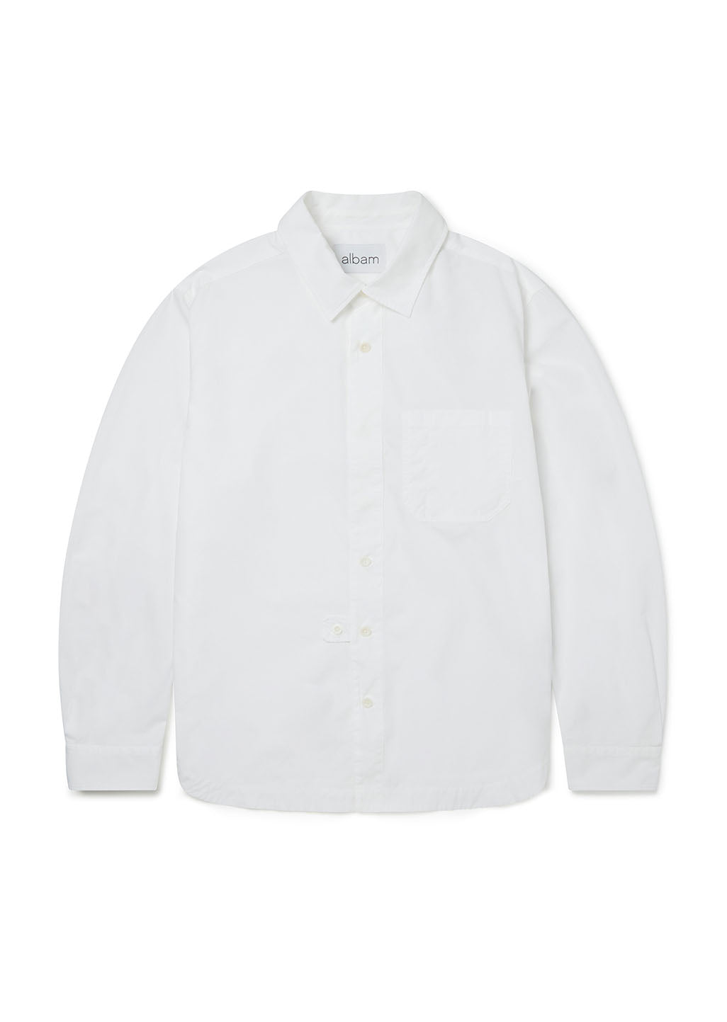 Button Tab Placket Ls Shirt in White