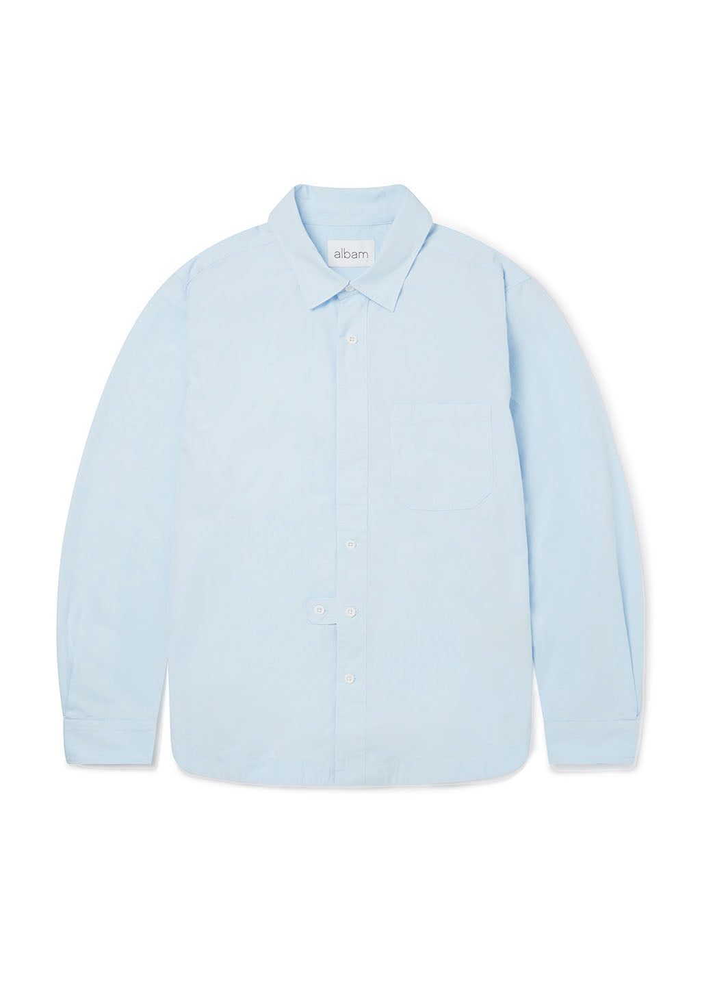 Button Tab Placket Ls Shirt in Light Blue