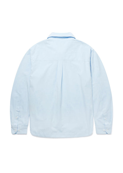 Button Tab Placket Ls Shirt in Light Blue