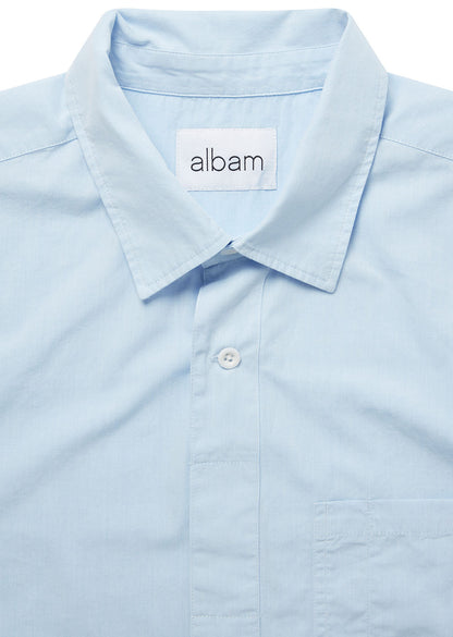 Button Tab Placket Ls Shirt in Light Blue