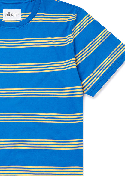 Fine Stripe T-Shirt in Blue/Yellow