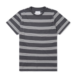 Fine Stripe T-Shirt in Charcoal/Off-White