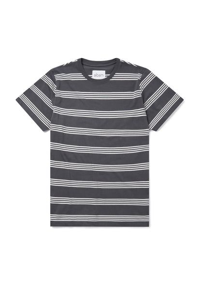 Fine Stripe T-Shirt in Charcoal/Off-White