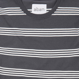 Fine Stripe T-Shirt in Charcoal/Off-White