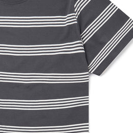 Fine Stripe T-Shirt in Charcoal/Off-White