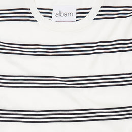 Fine Stripe T-Shirt in Off-White/Navy