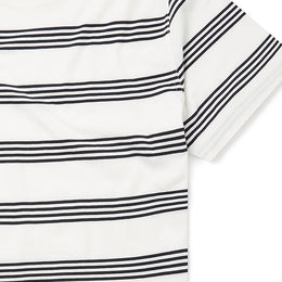 Fine Stripe T-Shirt in Off-White/Navy