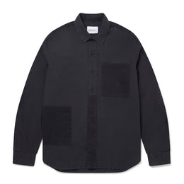 Patchwork LS Shirt in Charcoal