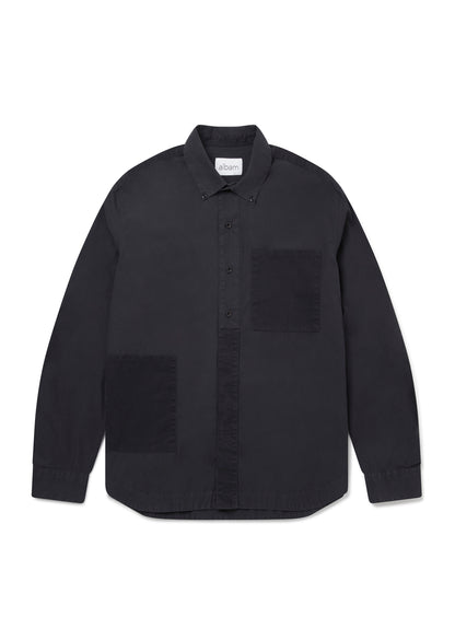 Patchwork LS Shirt in Charcoal