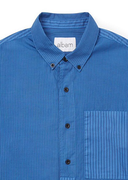 Stripe Cut & Sew Shirt in Blue